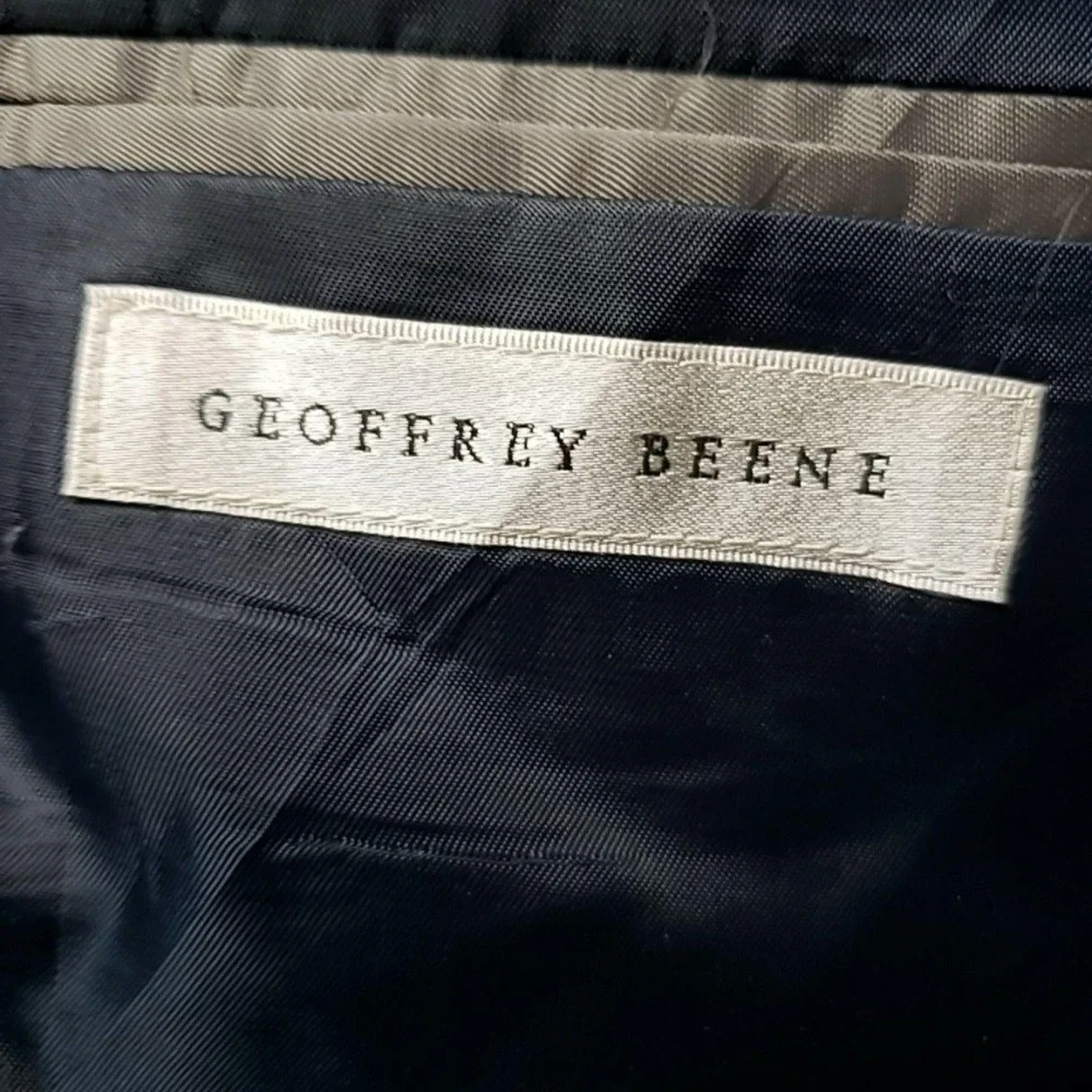 Geoffrey Beene Blazer Mens 52S Navy Blue Polyester Rayon Sport Coat Jacket